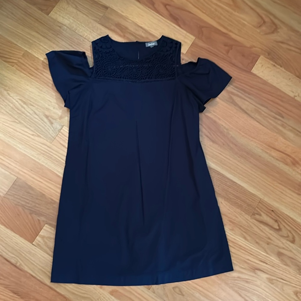Neiman Marcus cold shoulder, crocheted dress. Size 14